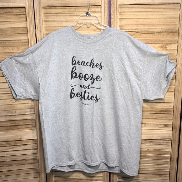 Port & Company "beaches booze and besties" Short Sleeve T-Shirt Size 3X - Picture 1 of 6